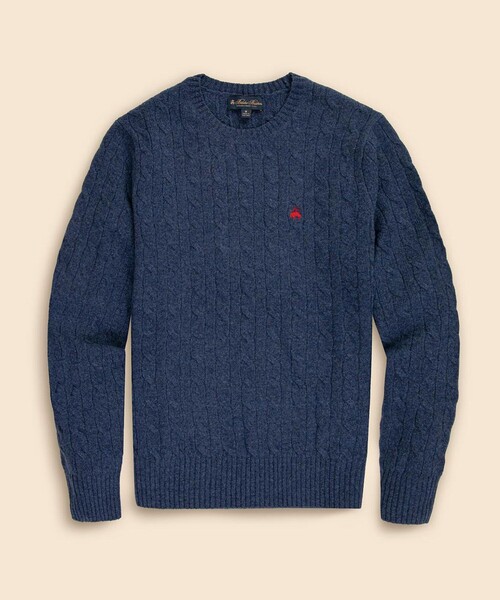 BROOKS BROTHERS（ブルックスブラザーズ）の「ラムズウール　GFロゴ　ケーブル　クルーネックセーター（ニット/セーター・メンズ・マスタード/グレー/ダークグリーン/ブルー/レッド/ベージュ・SMALL/LARGE/MEDIUM/X-LARGE）」の4枚目の写真