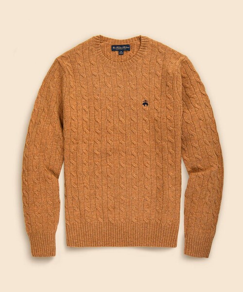 BROOKS BROTHERS（ブルックスブラザーズ）の「ラムズウール　GFロゴ　ケーブル　クルーネックセーター（ニット/セーター・メンズ・マスタード/グレー/ダークグリーン/ブルー/レッド/ベージュ・SMALL/LARGE/MEDIUM/X-LARGE）」の5枚目の写真