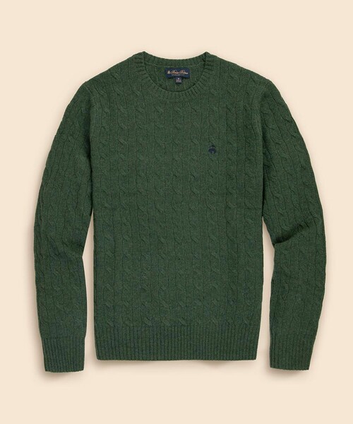 BROOKS BROTHERS（ブルックスブラザーズ）の「ラムズウール　GFロゴ　ケーブル　クルーネックセーター（ニット/セーター・メンズ・マスタード/グレー/ダークグリーン/ブルー/レッド/ベージュ・SMALL/LARGE/MEDIUM/X-LARGE）」の3枚目の写真