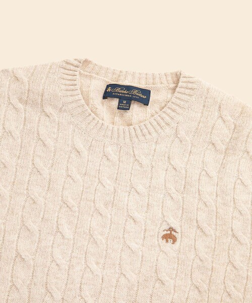 BROOKS BROTHERS（ブルックスブラザーズ）の「ラムズウール　GFロゴ　ケーブル　クルーネックセーター（ニット/セーター・メンズ・マスタード/グレー/ダークグリーン/ブルー/レッド/ベージュ・SMALL/LARGE/MEDIUM/X-LARGE）」の8枚目の写真