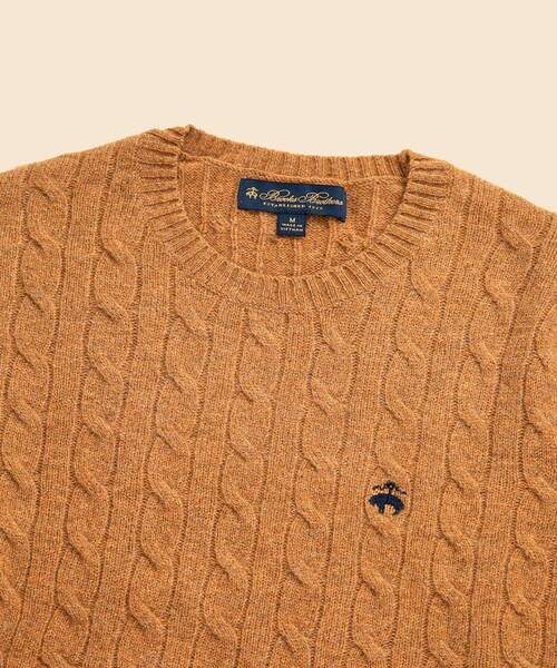 BROOKS BROTHERS（ブルックスブラザーズ）の「ラムズウール　GFロゴ　ケーブル　クルーネックセーター（ニット/セーター・メンズ・マスタード/グレー/ダークグリーン/ブルー/レッド/ベージュ・SMALL/LARGE/MEDIUM/X-LARGE）」の11枚目の写真