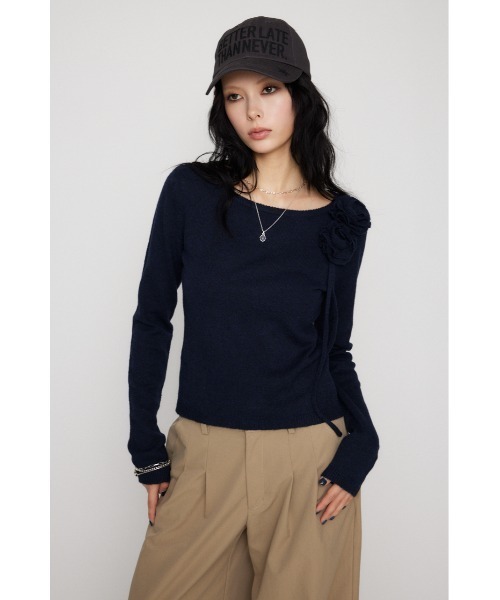 LAGUA GEM(ラグアジェム)の「FLOWER MOTIF ニット(ニット/セーター・レディース・チャコールグレー/バーガンディー/ネイビー・FREE)」の14枚目の写真