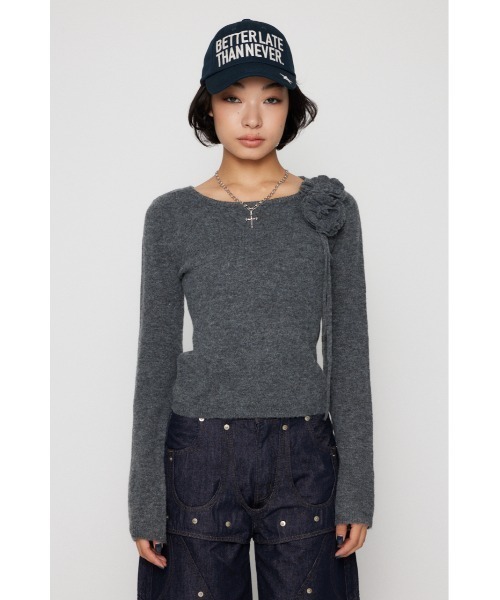 LAGUA GEM(ラグアジェム)の「FLOWER MOTIF ニット(ニット/セーター・レディース・チャコールグレー/バーガンディー/ネイビー・FREE)」の18枚目の写真