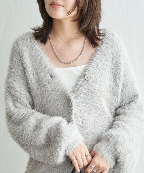 VENCEEXCHANGE（ヴァンスエクスチェンジ）の「3.5Gシャギーカーディガン（カーディガン/ボレロ・レディース・チャコール/ライトグレー/オフホワイト・FREE）」の2枚目の写真