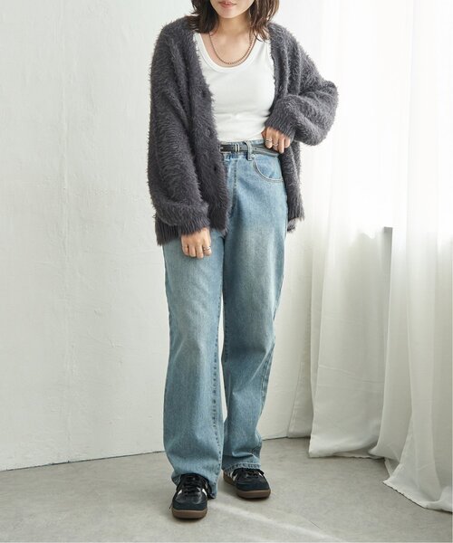 VENCEEXCHANGE（ヴァンスエクスチェンジ）の「3.5Gシャギーカーディガン（カーディガン/ボレロ・レディース・チャコール/ライトグレー/オフホワイト・FREE）」の5枚目の写真