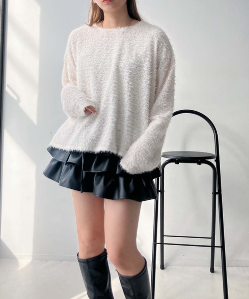 AS KNOW AS plus(アズノゥアズプラス)の「♪ラメシャギー クルーネックプルオーバー(Tシャツ/カットソー・レディース・オフホワイト/チャコールグレー/ブラック・FREE)」の22枚目の写真