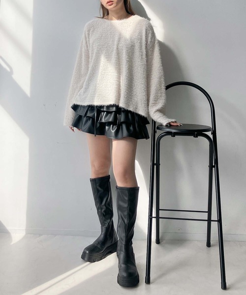 AS KNOW AS plus(アズノゥアズプラス)の「♪ラメシャギー クルーネックプルオーバー(Tシャツ/カットソー・レディース・オフホワイト/チャコールグレー/ブラック・FREE)」の13枚目の写真