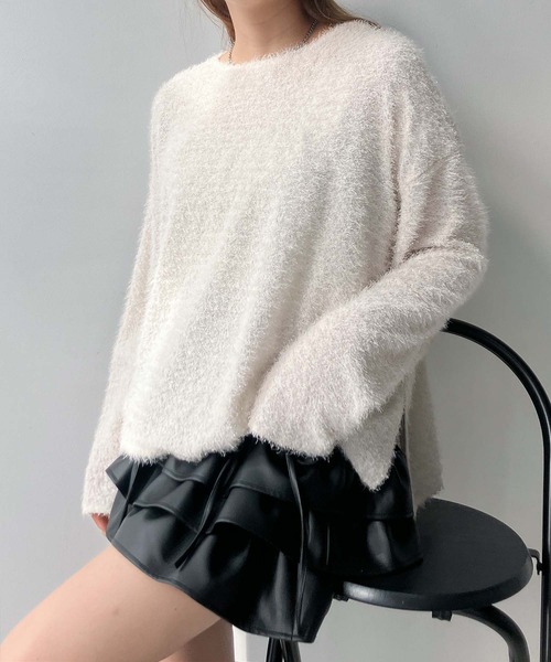 AS KNOW AS plus(アズノゥアズプラス)の「♪ラメシャギー クルーネックプルオーバー(Tシャツ/カットソー・レディース・オフホワイト/チャコールグレー/ブラック・FREE)」の21枚目の写真