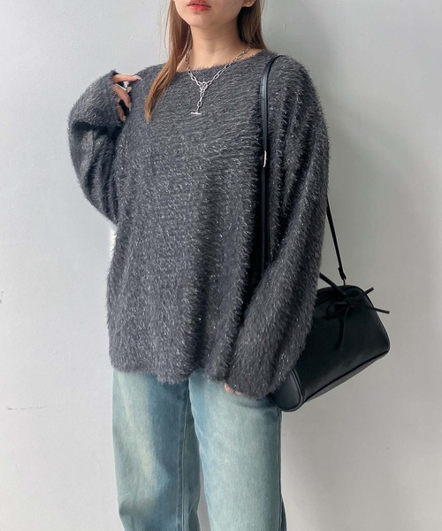 AS KNOW AS plus(アズノゥアズプラス)の「♪ラメシャギー クルーネックプルオーバー(Tシャツ/カットソー・レディース・オフホワイト/チャコールグレー/ブラック・FREE)」の15枚目の写真