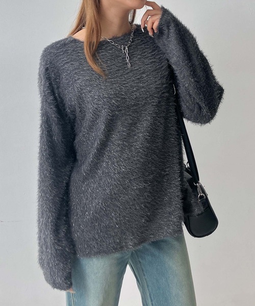 AS KNOW AS plus(アズノゥアズプラス)の「♪ラメシャギー クルーネックプルオーバー(Tシャツ/カットソー・レディース・オフホワイト/チャコールグレー/ブラック・FREE)」の17枚目の写真