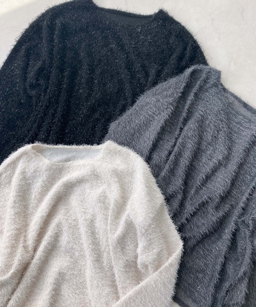 AS KNOW AS plus(アズノゥアズプラス)の「♪ラメシャギー クルーネックプルオーバー(Tシャツ/カットソー・レディース・オフホワイト/チャコールグレー/ブラック・FREE)」の12枚目の写真