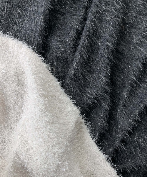 AS KNOW AS plus(アズノゥアズプラス)の「♪ラメシャギー クルーネックプルオーバー(Tシャツ/カットソー・レディース・オフホワイト/チャコールグレー/ブラック・FREE)」の5枚目の写真