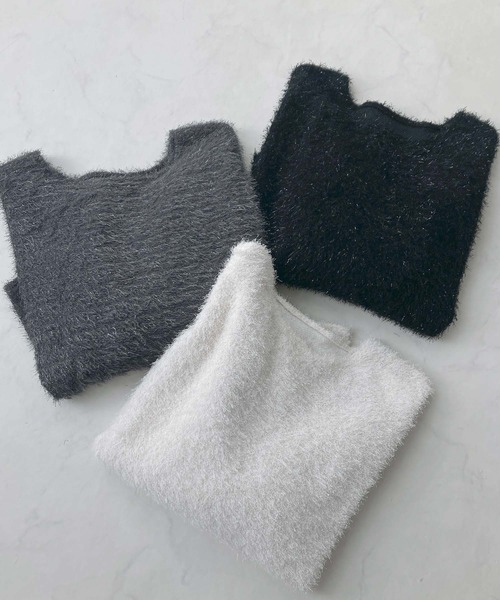 AS KNOW AS plus(アズノゥアズプラス)の「♪ラメシャギー クルーネックプルオーバー(Tシャツ/カットソー・レディース・オフホワイト/チャコールグレー/ブラック・FREE)」の11枚目の写真