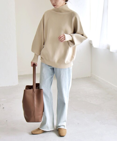 quaranciel(カランシエル)の「quaranciel:〈洗濯機可能〉タートルネック ラグラン ロングリブ ニット プルオーバー(ニット/セーター・レディース・ブラウン/ブルー/ナチュラル・ONE SIZE)」の21枚目の写真