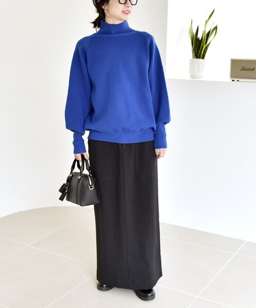 quaranciel:〈洗濯機可能〉タートルネック ラグラン ロングリブ ニット