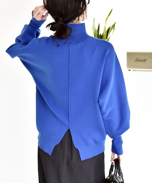 quaranciel:〈洗濯機可能〉タートルネック ラグラン ロングリブ ニット