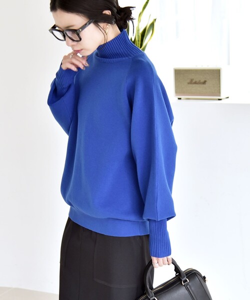 quaranciel:〈洗濯機可能〉タートルネック ラグラン ロングリブ ニット