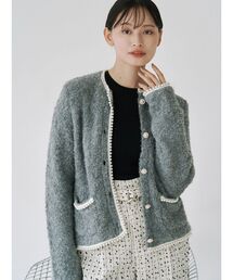 TONAL（トーナル）の「パールラインニットジャケット（ノーカラージャケット）」