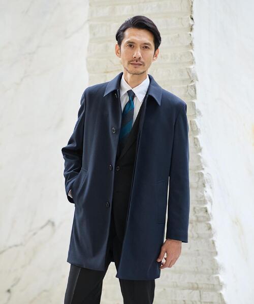 TAKEO KIKUCHI（タケオキクチ）の「【ダウンライナー付き】メランジ ステンカラー コート（ステンカラーコート・メンズ・チャコールグレー/ネイビー/ダークブラウン・02/03/04）」の3枚目の写真