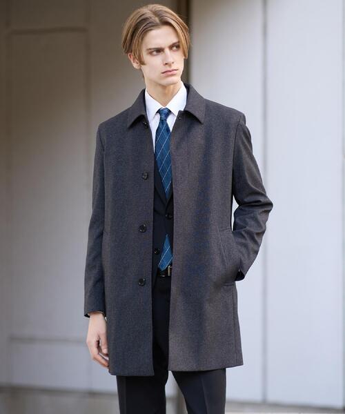 TAKEO KIKUCHI（タケオキクチ）の「【ダウンライナー付き】メランジ ステンカラー コート（ステンカラーコート・メンズ・チャコールグレー/ネイビー/ダークブラウン・02/03/04）」の2枚目の写真
