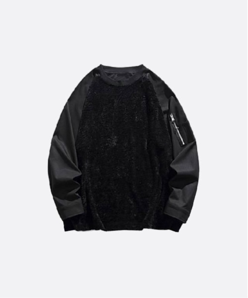 U:UME（ユーム）の「Fluffy Fur Stitching Sweat（Tシャツ/カットソー・メンズ・アイボリー/ブラック・MEDIUM/LARGE/X-LARGE/XX-LARGE）」の2枚目の写真