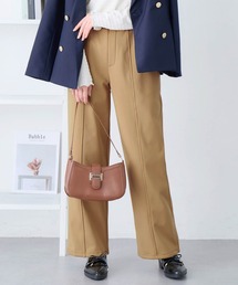 《カットツイル×裏起毛》あったかセミワイドパンツ ショート丈