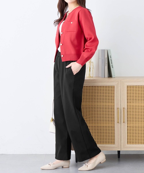 alotta(アロッタ)の「《カットツイル×裏起毛》あったかセミワイドパンツ ショート丈(その他パンツ・レディース・ブラック/ブラウン/ダークブラウン/ネイビー・LL/L/M)」の12枚目の写真