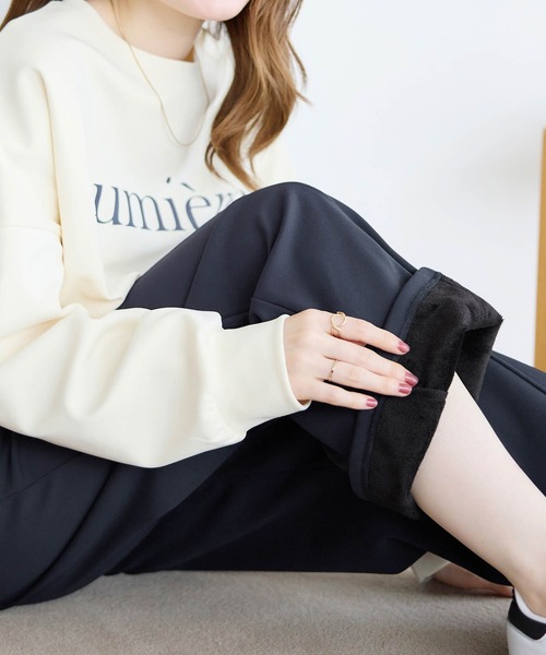 alotta(アロッタ)の「《カットツイル×裏起毛》あったかセミワイドパンツ ショート丈(その他パンツ・レディース・ブラック/ブラウン/ダークブラウン/ネイビー・LL/L/M)」の9枚目の写真