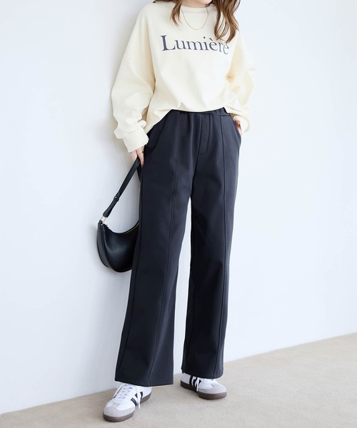alotta(アロッタ)の「《カットツイル×裏起毛》あったかセミワイドパンツ ショート丈(その他パンツ・レディース・ブラック/ブラウン/ダークブラウン/ネイビー・LL/L/M)」の5枚目の写真