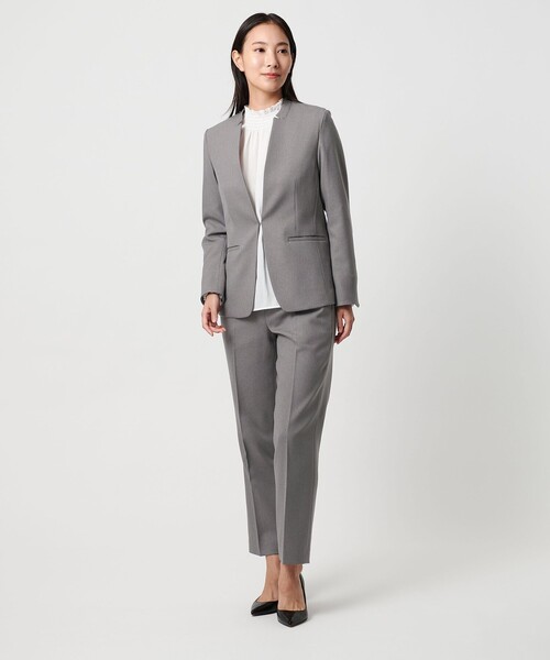 セール】メランジサージ タックストレートパンツ ‐ウォッシャブル