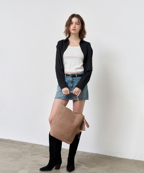 GENERAL IDEA（ジェネラルアイデア）の「【GENERAL IDEA】ポーチ付きエコスエードショルダーバッグ / WOMAN ECO SUEDE BASKET SHOULDER BAG（ショルダーバッグ・レディース・ブルー/ベージュ/キャメル・FREE）」の12枚目の写真