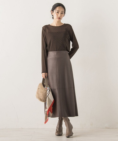 Droite lautreamont（ドロワットロートレアモン）の「ラメフロッキードットプルオーバー≪手洗い可能≫（Tシャツ/カットソー・レディース・ブラック/オフホワイト/ブラウン・M）」の9枚目の写真