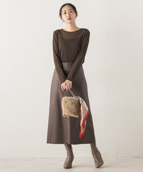 Droite lautreamont（ドロワットロートレアモン）の「ラメフロッキードットプルオーバー≪手洗い可能≫（Tシャツ/カットソー・レディース・ブラック/オフホワイト/ブラウン・M）」の10枚目の写真