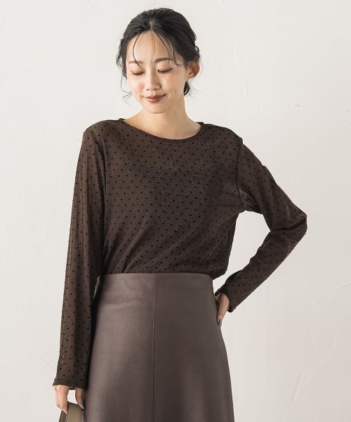 Droite lautreamont（ドロワットロートレアモン）の「ラメフロッキードットプルオーバー≪手洗い可能≫（Tシャツ/カットソー・レディース・ブラック/オフホワイト/ブラウン・M）」の5枚目の写真