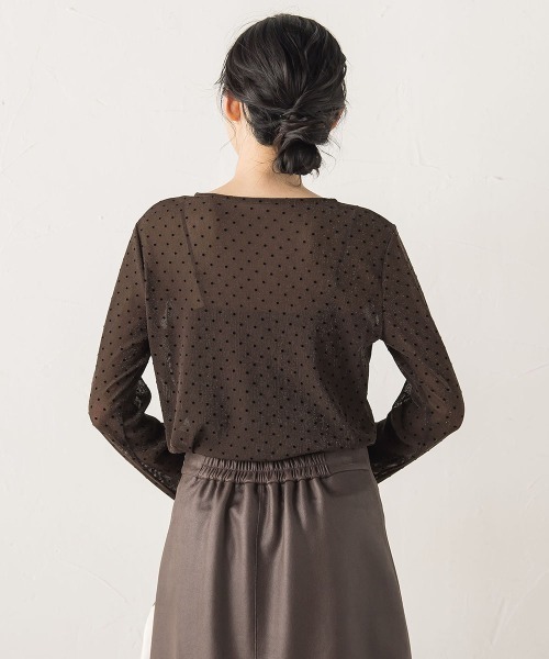 Droite lautreamont（ドロワットロートレアモン）の「ラメフロッキードットプルオーバー≪手洗い可能≫（Tシャツ/カットソー・レディース・ブラック/オフホワイト/ブラウン・M）」の8枚目の写真