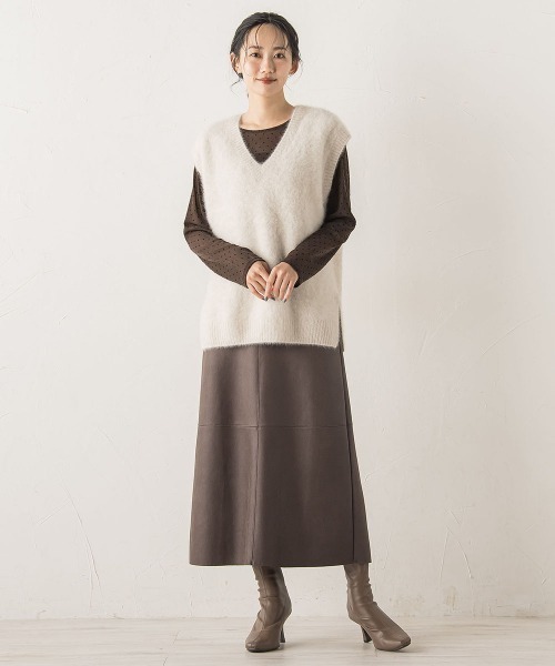 Droite lautreamont（ドロワットロートレアモン）の「ラメフロッキードットプルオーバー≪手洗い可能≫（Tシャツ/カットソー・レディース・ブラック/オフホワイト/ブラウン・M）」の16枚目の写真