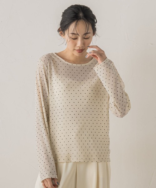 Droite lautreamont（ドロワットロートレアモン）の「ラメフロッキードットプルオーバー≪手洗い可能≫（Tシャツ/カットソー・レディース・ブラック/オフホワイト/ブラウン・M）」の20枚目の写真