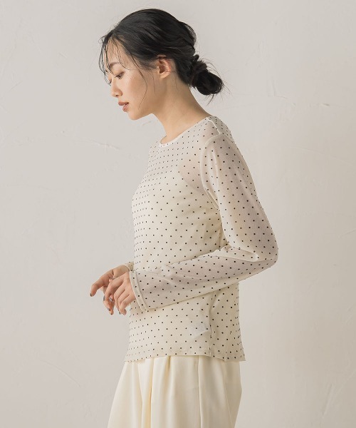 Droite lautreamont（ドロワットロートレアモン）の「ラメフロッキードットプルオーバー≪手洗い可能≫（Tシャツ/カットソー・レディース・ブラック/オフホワイト/ブラウン・M）」の22枚目の写真