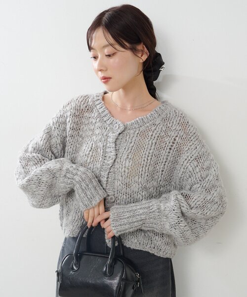 Kastane（カスタネ）の「*【4色展開】BIGスラブニットカーディガン（ニット/セーター・レディース・レッド/イエロー/アイボリー/グレー・FREE）」の7枚目の写真