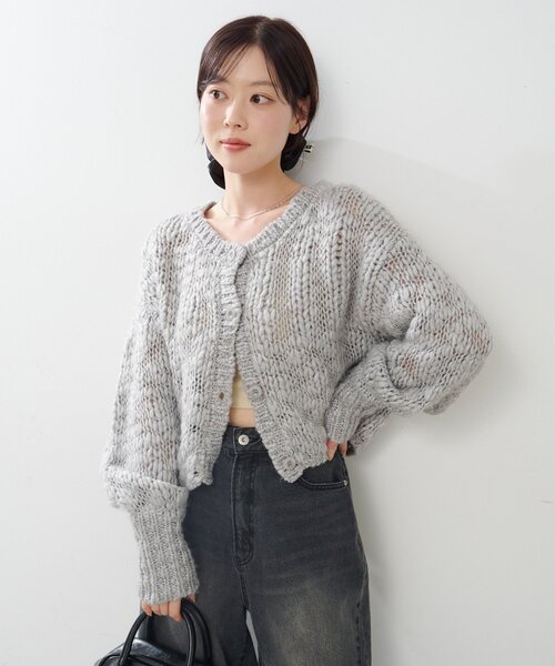 Kastane（カスタネ）の「*【4色展開】BIGスラブニットカーディガン（ニット/セーター・レディース・レッド/イエロー/アイボリー/グレー・FREE）」の8枚目の写真