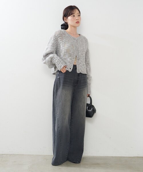 Kastane（カスタネ）の「*【4色展開】BIGスラブニットカーディガン（ニット/セーター・レディース・レッド/イエロー/アイボリー/グレー・FREE）」の10枚目の写真