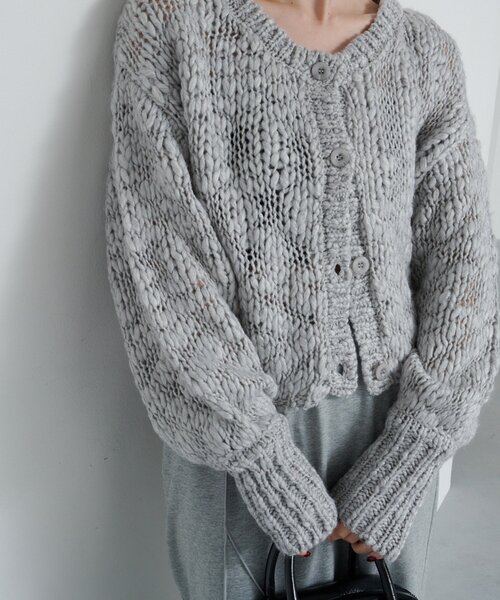 Kastane（カスタネ）の「*【4色展開】BIGスラブニットカーディガン（ニット/セーター・レディース・レッド/イエロー/アイボリー/グレー・FREE）」の12枚目の写真