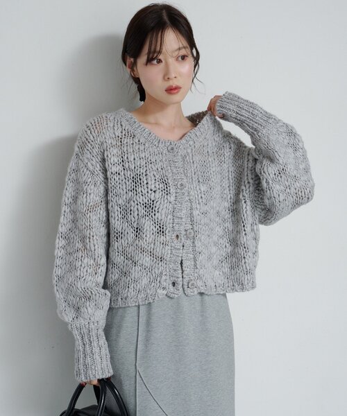 Kastane（カスタネ）の「*【4色展開】BIGスラブニットカーディガン（ニット/セーター・レディース・レッド/イエロー/アイボリー/グレー・FREE）」の15枚目の写真