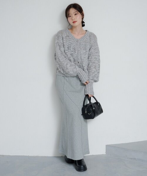 Kastane（カスタネ）の「*【4色展開】BIGスラブニットカーディガン（ニット/セーター・レディース・レッド/イエロー/アイボリー/グレー・FREE）」の20枚目の写真