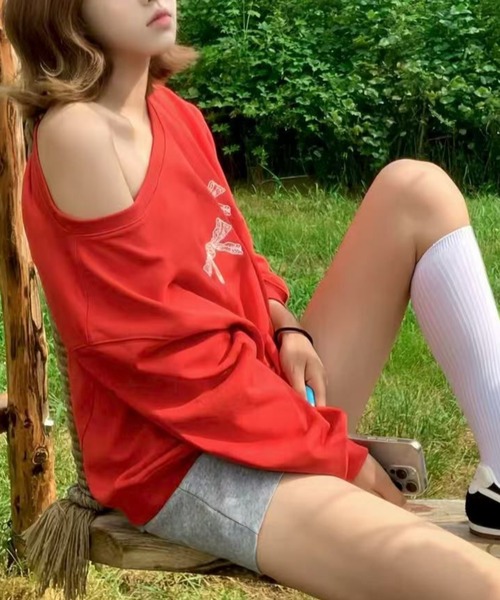 Vipoa(ヴィポア)の「Ribbon print sweat(Tシャツ/カットソー・レディース・レッド・FREE)」の16枚目の写真