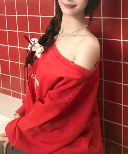 Vipoa(ヴィポア)の「Ribbon print sweat(Tシャツ/カットソー・レディース・レッド・FREE)」の20枚目の写真