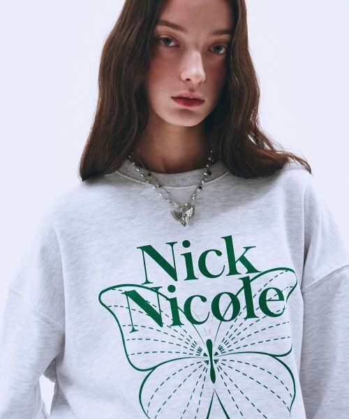 NICK&NICOLE（ニックアンドニコール）の「BUTTERFLY SIGNATURE SWEATSHIRT_MELANGE GREEN（スウェット・レディース・その他・FREE）」の2枚目の写真