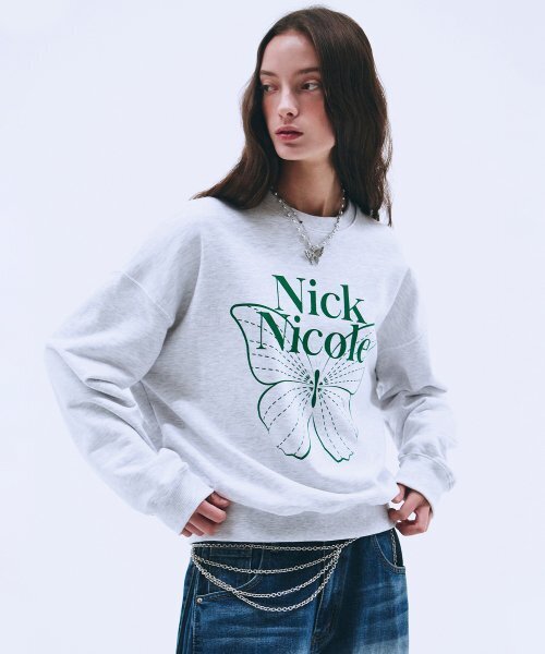 NICK&NICOLE（ニックアンドニコール）の「BUTTERFLY SIGNATURE SWEATSHIRT_MELANGE GREEN（スウェット・レディース・その他・FREE）」の3枚目の写真