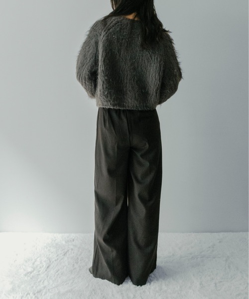 on:nue（オンニュ）の「【on:nue】[着用動画あり！]へアリーシャギークロップドニット（ニット/セーター・レディース・グリーン/アイボリー/グレー・FREE）」の11枚目の写真