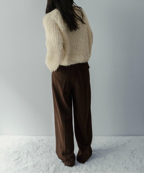 on:nue（オンニュ）の「【on:nue】[着用動画あり！]へアリーシャギークロップドニット（ニット/セーター・レディース・グリーン/アイボリー/グレー・FREE）」の18枚目の写真